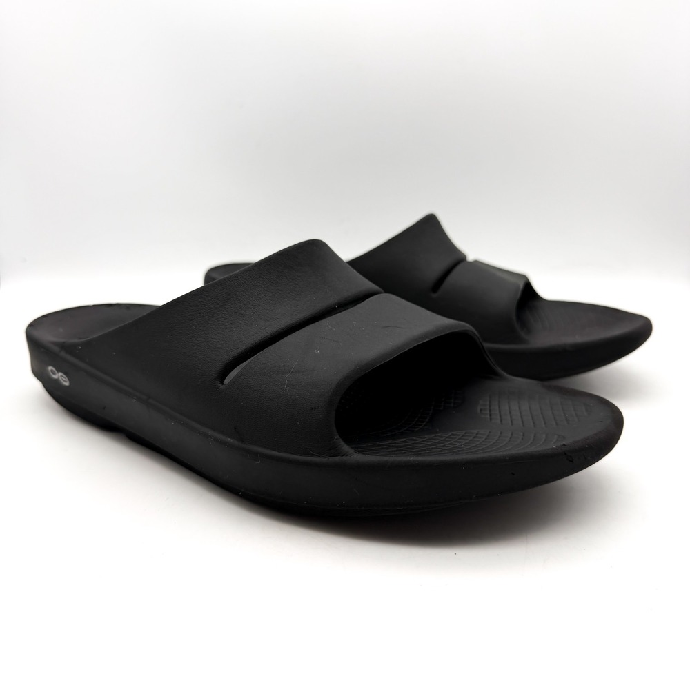 Oofos Black  Recovery Summer Slide Sandals Arch Support Foam Men's 10 Women's 12